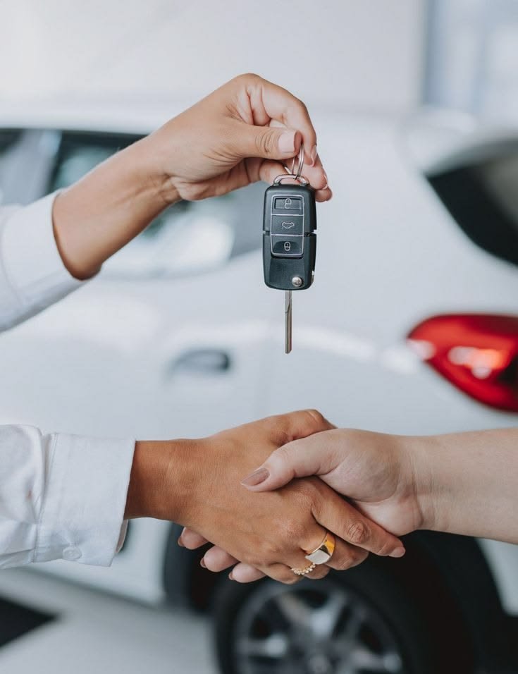 Vehicle handover representing leasing and customer guidance